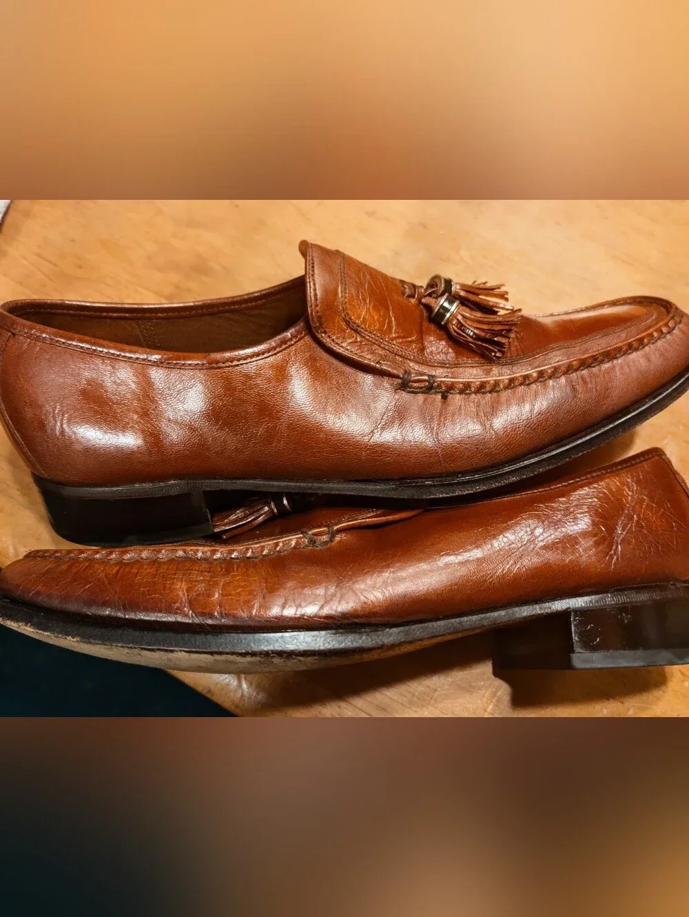Florsheim Men's Imperial Quality Tan Leather Tassel Loafers Size 10.5 C